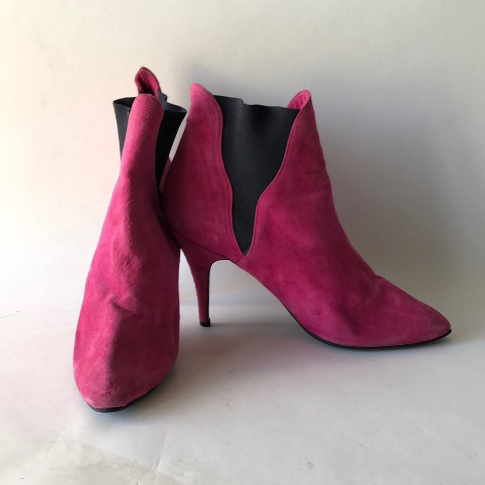 HOt Pink Suede Sasha B. High Heel Ankle Boots